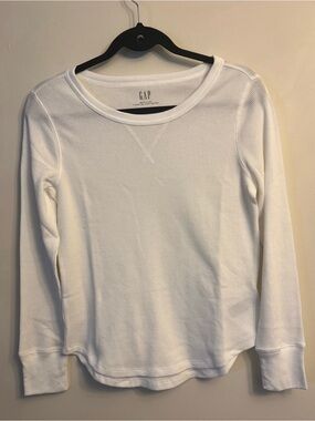 GAP White Long Sleeve Waffle-Knit Tee